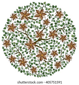 Vintage elegant vector background with a bouquet of flowers . Hand Drawn Ornament with Floral Wreath. Template for Greeting Card. Paisley Flowers Illustration Design