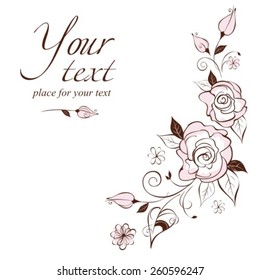 Vintage elegant wedding invitation with the stylized roses.Vector illustration.