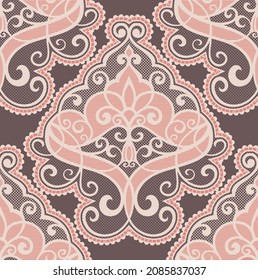 Vintage element for design in Victorian style. Ornamental lace tracery. Ornate floral decor for wallpaper. Endless texture. Bright pattern fill.