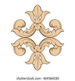 Vintage element engraving with retro ornament pattern in antique rococo and baroque style decorative design. 