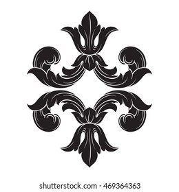 Vintage element engraving with retro ornament pattern in antique rococo and baroque style decorative design. 
