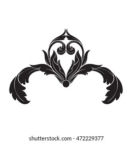 Vintage element engraving with retro ornament pattern in antique rococo style decorative design. You can use for wedding invitation. Royal element of design on a white background. 
