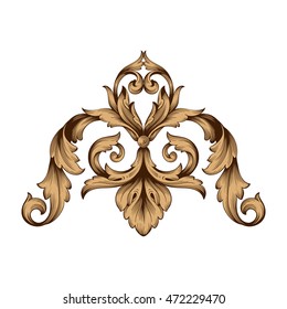 Vintage element engraving with retro ornament pattern in antique rococo style decorative design. You can use for wedding invitation. Royal element of design on a white background. 