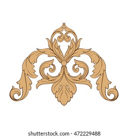 Vintage element engraving with retro ornament pattern in antique rococo style decorative design. You can use for wedding invitation. Royal element of design on a white background. 