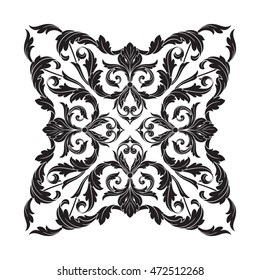 Vintage element engraving with retro ornament pattern in antique rococo style decorative design. Royal element of Design on a white background. You can use for wedding invitation.