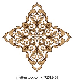 Vintage element engraving with retro ornament pattern in antique rococo style decorative design. Royal element of Design on a white background. You can use for wedding invitation.