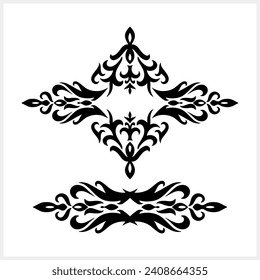 Vintage element isolated. Damask frame border pattern. Engraving stencil Vector stock illustration. EPS 10