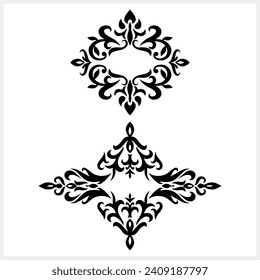 Vintage element isolated. Damask frame border pattern. Engraving stencil Vector stock illustration. EPS 10