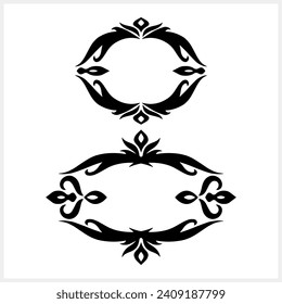 Vintage element isolated. Damask frame border pattern. Engraving stencil Vector stock illustration. EPS 10