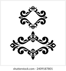 Vintage element isolated. Damask frame border pattern. Engraving stencil Vector stock illustration. EPS 10