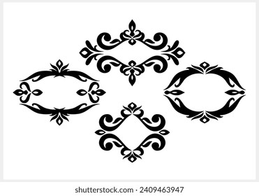 Vintage element isolated. Damask frame border pattern. Engraving stencil Vector stock illustration. EPS 10