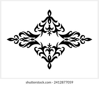 Vintage element isolated. Damask frame border pattern. Engraving stencil Vector stock illustration. EPS 10