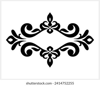 Vintage element isolated. Damask frame border pattern. Engraving stencil Vector stock illustration. EPS 10