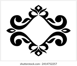 Vintage element isolated. Damask frame border pattern. Engraving stencil Vector stock illustration. EPS 10