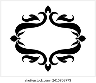 Vintage element isolated. Damask frame border pattern. Engraving stencil Vector stock illustration. EPS 10