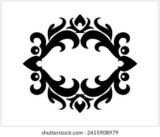 Vintage element isolated. Damask frame border pattern. Engraving stencil Vector stock illustration. EPS 10