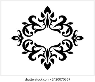 Vintage element isolated. Damask frame border pattern. Engraving stencil Vector stock illustration. EPS 10