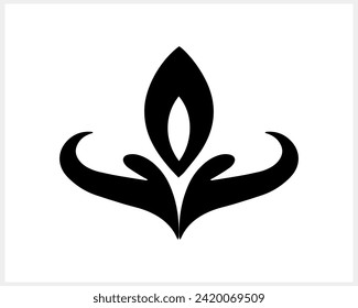 Vintage element isolated. Damask lotus. Engraving stencil Fleur de lis Vector stock illustration. EPS 10