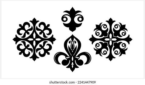 Vintage element isolated. Damask pattern. Engraving Vector stock illustration. EPS 10