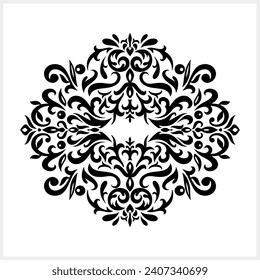 Vintage element isolated. Damask pattern. Engraving stencil Vector stock illustration. EPS 10