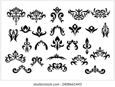 Vintage element isolated. Damask pattern. Engraving stencil Vector stock illustration. EPS 10