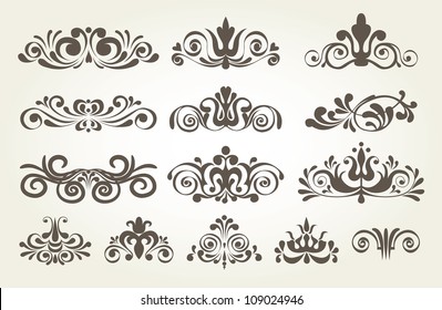 Vintage element and page decoration. Borders set for ornate. Vector illustration