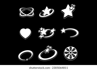 Vintage element y2k graphic design ideas template