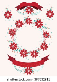 Vintage elements collection. Floral set with frames, flowers, leaves and ribbons. Vector elements for card. 