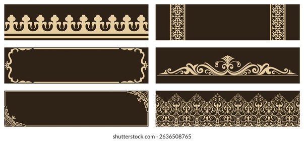 Vintage elements for fabric and carpet decoration, decorative frames, cards