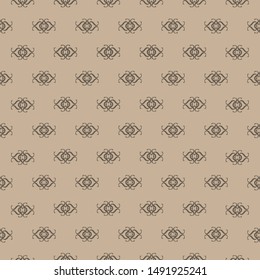 Vintage elements. Monochrome beautiful seamless pattern. Vector illustration pattern background on light brown color