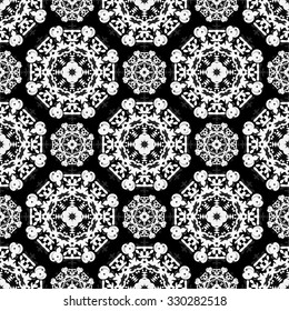 Vintage elements. Monochrome beautiful seamless pattern. Vector illustration 
