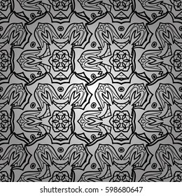Vintage elements in oriental style arabesques. Seamless white textured curls. Vector illustration. Vector white seamless pattern.