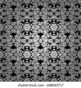 Vintage elements in oriental style arabesques. Seamless white textured curls. Seamless pattern on white background. Vector white seamless pattern.