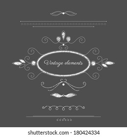 Vintage elements and page decoration drawn in chalk