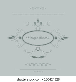 Vintage elements and page decoration on retro background