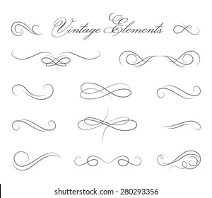 Vintage elements and page decoration. Ornate frames and scroll element.
