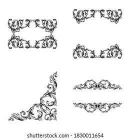 vintage elements set with baroque for design. Decorative design element filigree calligraphy vector. You can use for wedding decoration of greeting card and laser cutting.