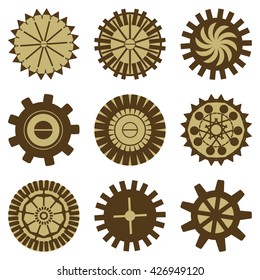 Vintage elements. A set of simple gears for steampunk design.
