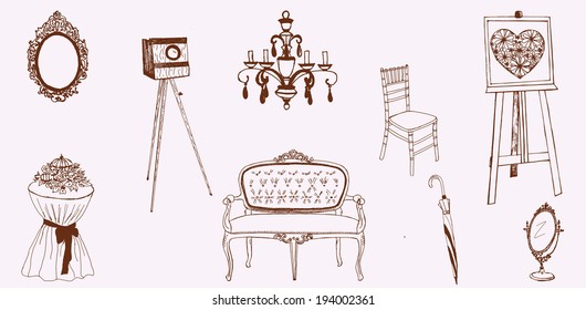 vintage elements for wedding and home