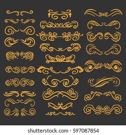 Vintage elements for your design. Big set. Hand drawn elements