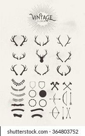 Vintage elements.Ribbons Designers Collection.Styled Deer Antlers - Designers Collection