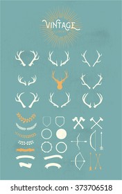 Vintage elements.Ribbons Designers Collection.Styled Deer Antlers - Designers Collection