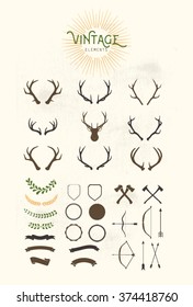 Vintage elements.Ribbons Designers Collection.Styled Deer Antlers - Designers Collection