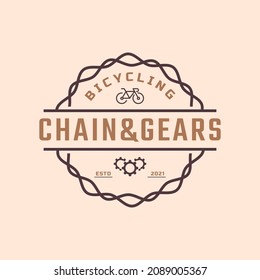 Vintage Emblem Badge Bicycle Repair and Services Shop Logo in Retro Style Vector Illustration
