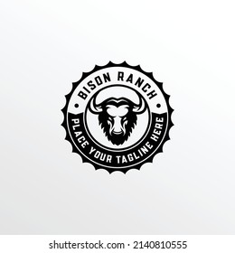 Vintage Emblem And Badges For Bison Ranch Logo Design Vector Template