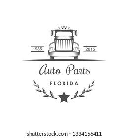 Vintage emblem for car club, shop, car service. Logo for t-shirts and commercial organizations. Retro design.