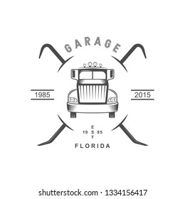 Vintage emblem for car club, shop, car service. Logo for t-shirts and commercial organizations. Retro design.