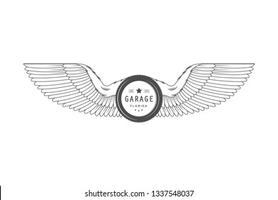 Vintage emblem for car club, shop, car service, garage. Logo for t-shirts and commercial organizations. Retro design.