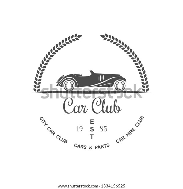 Vintage emblem\
for car club, shop, car service. Logo for t-shirts and commercial\
organizations. Retro\
design.