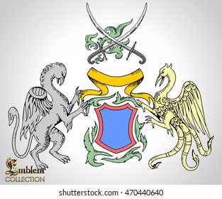 Vintage emblem. Coat of arms. Heraldic, vector illustration.